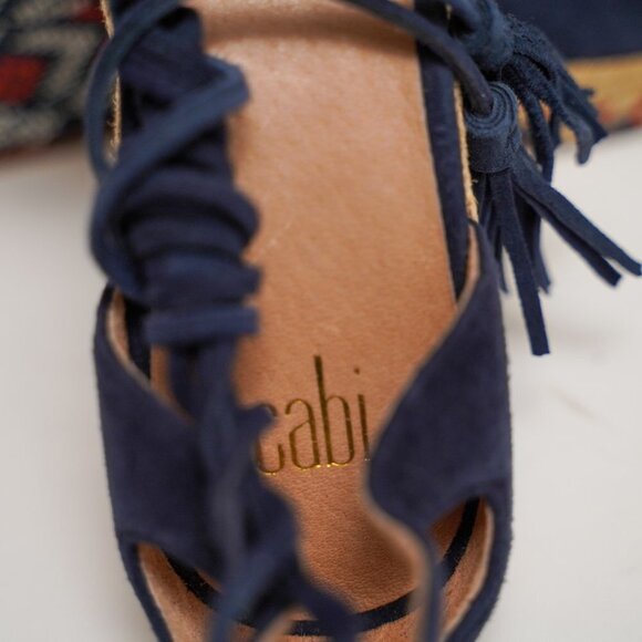 CAbi "Isla" Espadrille Lace Up Open Toe Wedges - Picture 6 of 9